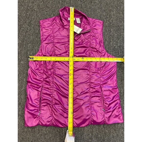 NWT Zenergy By Chicos Womens Pink Shimmer Romana Ruched Zip Puffer Vest Size - Picture 8 of 16
